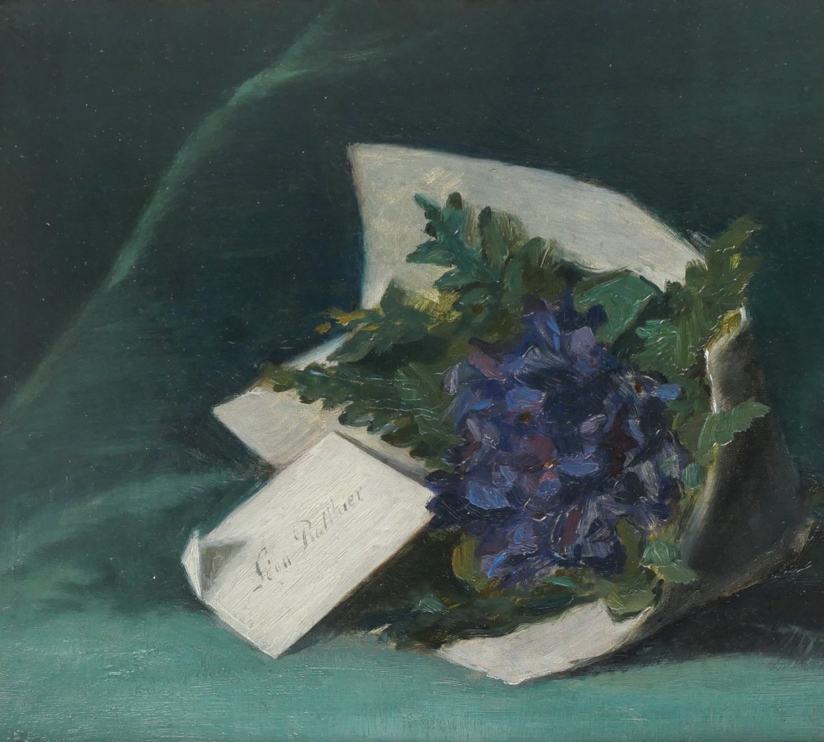 Léon ROTTHIER 1868-1957 Bouquet de violettes, tableau 1900 fleurs nature morte impressionnisme-photo-3