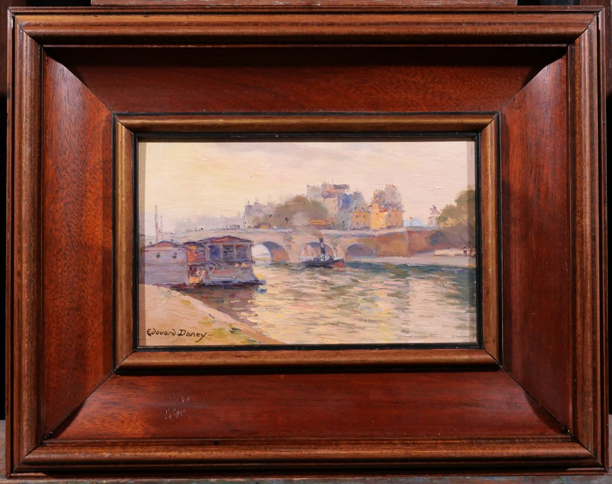 Edouard Daney 1882–1956 Paris, The Pont-neuf, Painting, Ca. 1910, Landscape, Impressionism-photo-2
