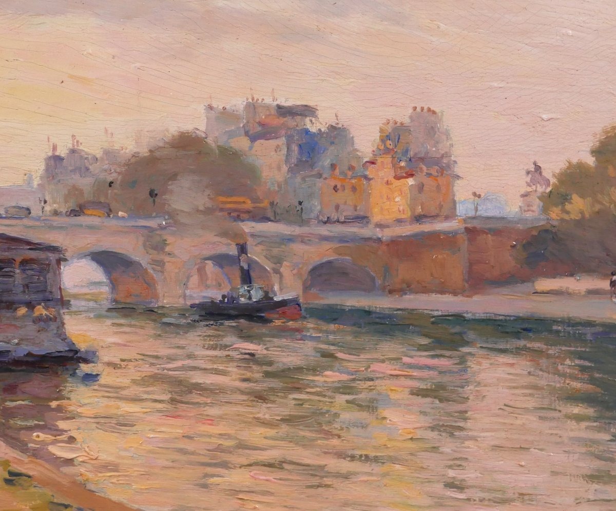 Edouard Daney 1882–1956 Paris, The Pont-neuf, Painting, Ca. 1910, Landscape, Impressionism-photo-4