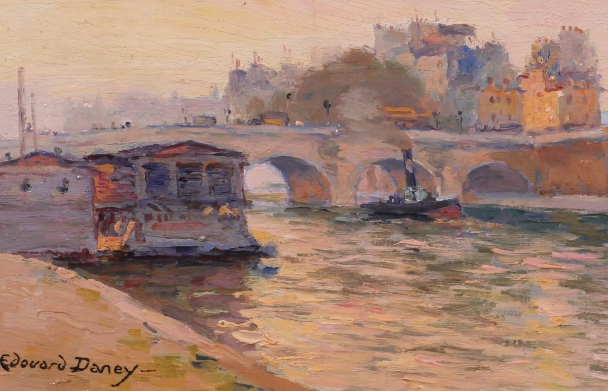 Edouard Daney 1882–1956 Paris, The Pont-neuf, Painting, Ca. 1910, Landscape, Impressionism-photo-4