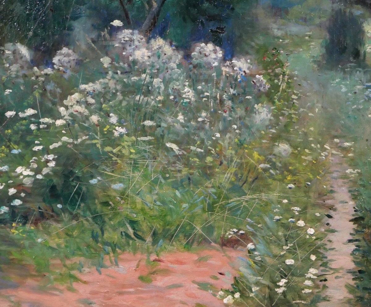 Alexis HARANCHIPY 1853-1917 Paysage aux fleurs, tableau, vers 1900 jardin impressionnisme-photo-3