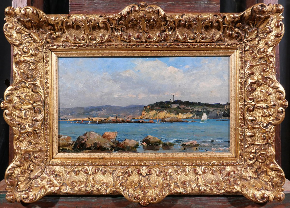 Jean-Baptiste OLIVE 1848-1936 Marseille, la Corniche et la Réserve, tableau, 1877 paysage-photo-2