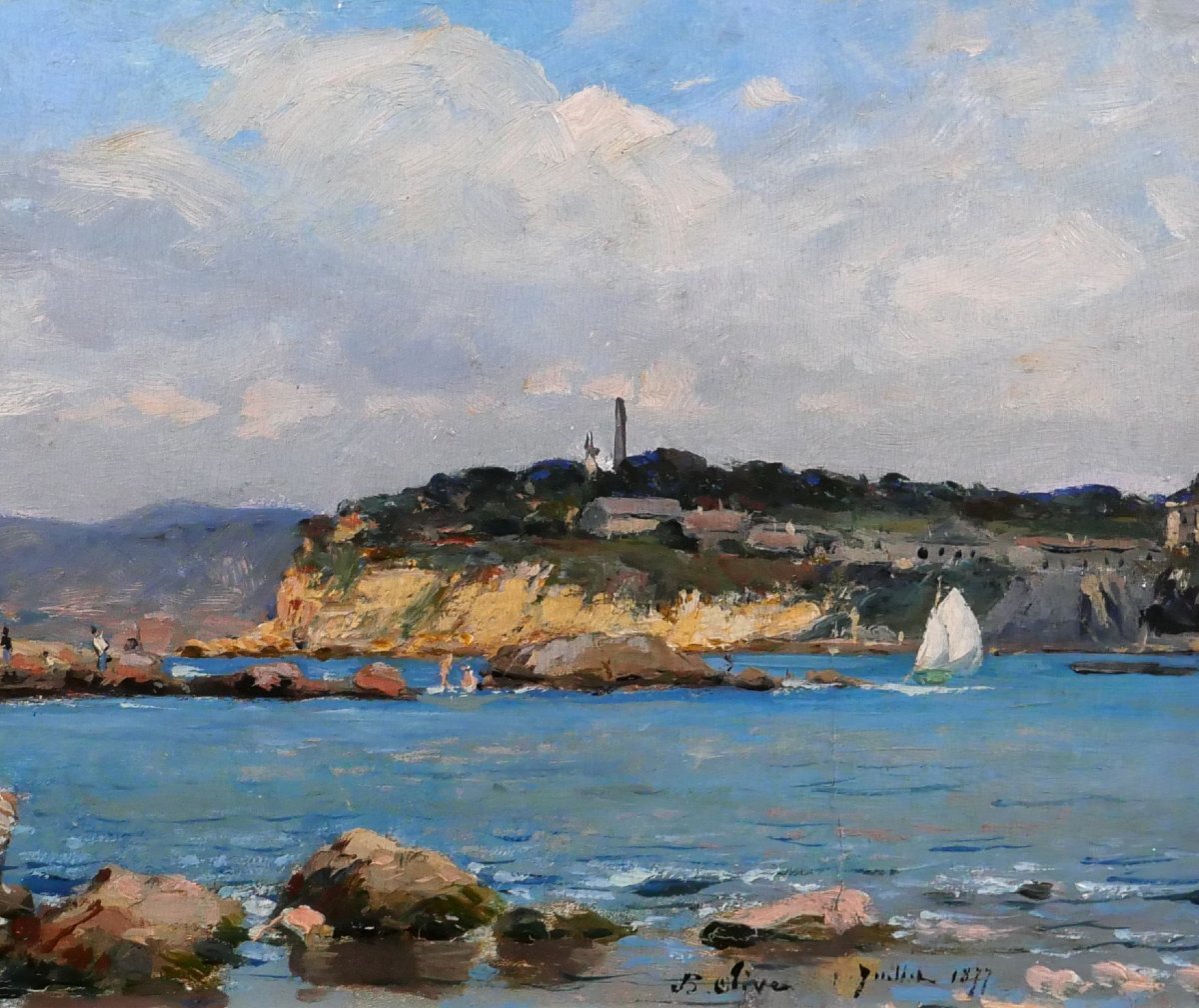 Jean-Baptiste OLIVE 1848-1936 Marseille, la Corniche et la Réserve, tableau, 1877 paysage-photo-4