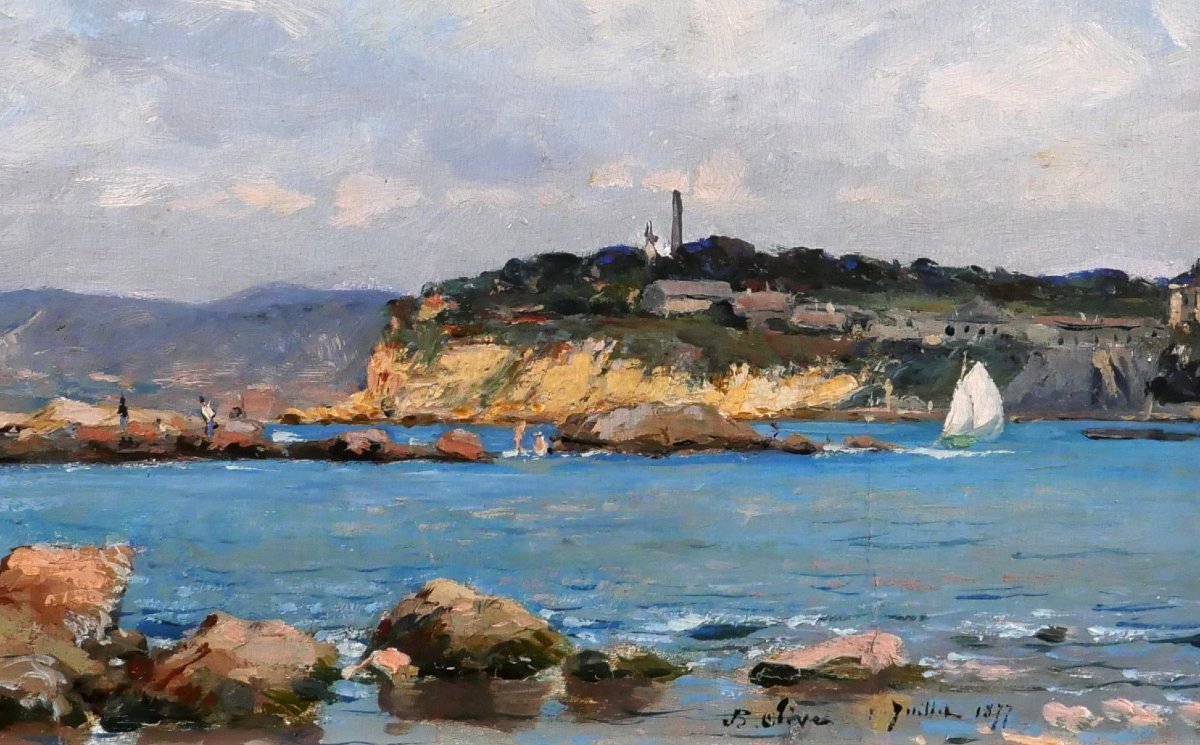 Jean-Baptiste OLIVE 1848-1936 Marseille, la Corniche et la Réserve, tableau, 1877 paysage-photo-1
