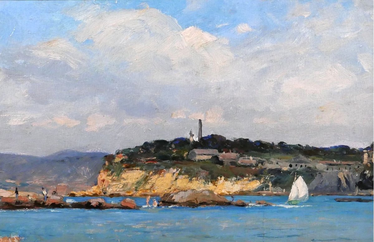 Jean-Baptiste OLIVE 1848-1936 Marseille, la Corniche et la Réserve, tableau, 1877 paysage-photo-3