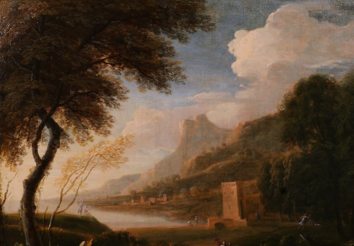 Gaspard DUGHET dit Gaspard POUSSIN (att. à) 1615-1675 Paysage avec Diane et Actéon, tableau-photo-1
