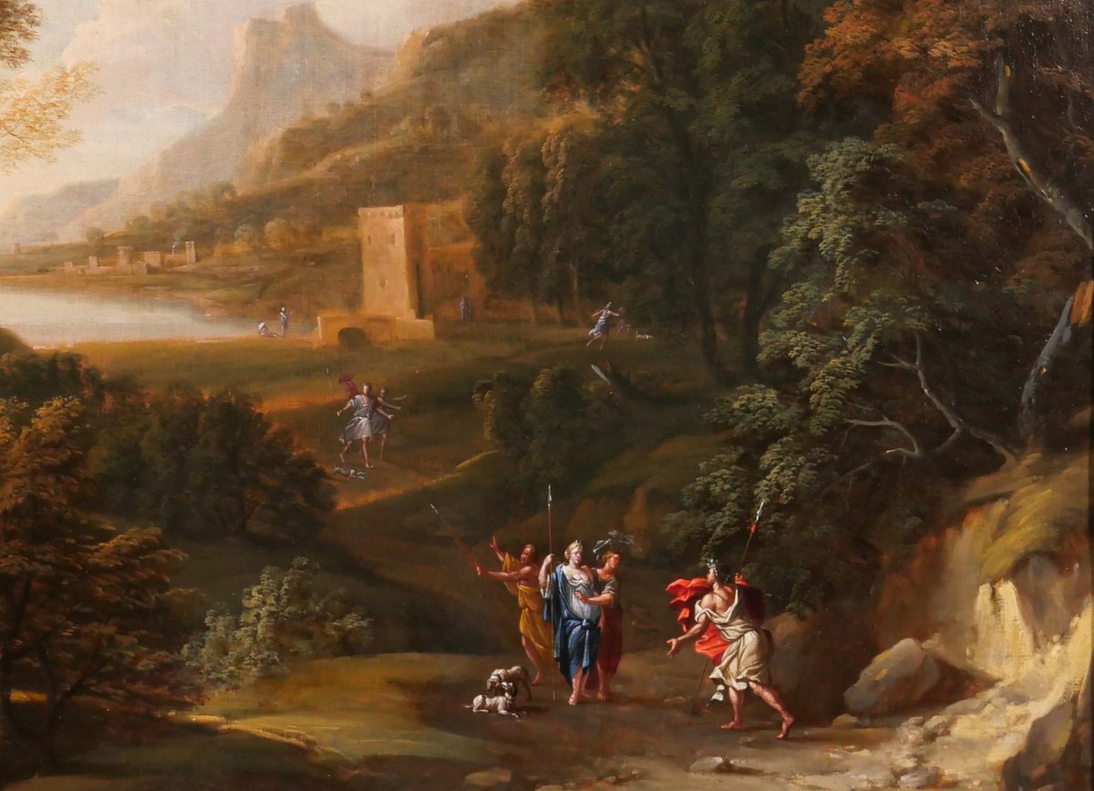 Gaspard DUGHET dit Gaspard POUSSIN (att. à) 1615-1675 Paysage avec Diane et Actéon, tableau-photo-3