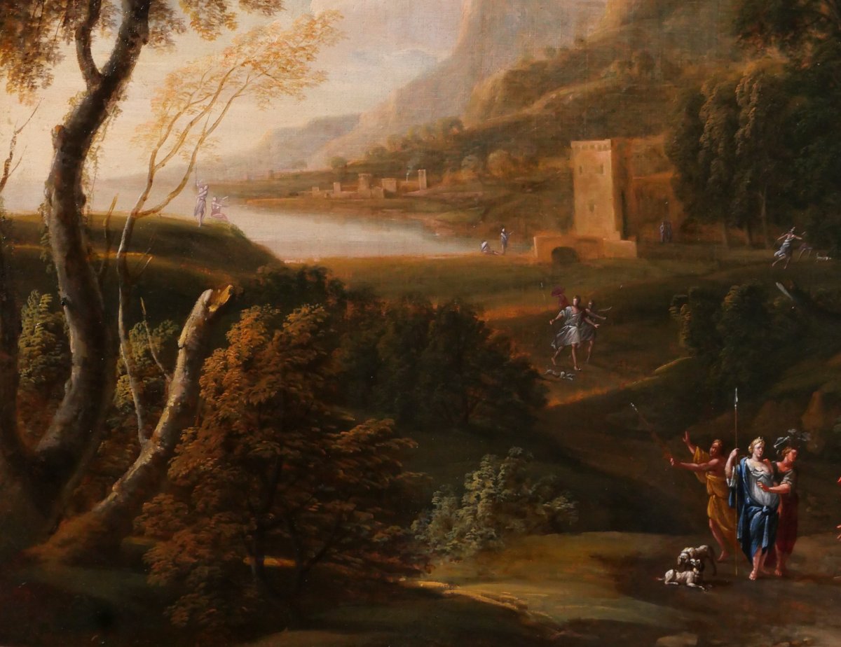 Gaspard DUGHET dit Gaspard POUSSIN (att. à) 1615-1675 Paysage avec Diane et Actéon, tableau-photo-4