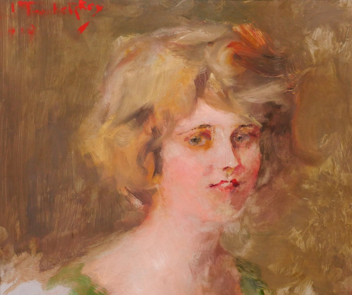 Paul TROUBETZKOY 1866-1938 Portrait de l'actrice Mary Pickford, tableau, 1919 sculpture-photo-3