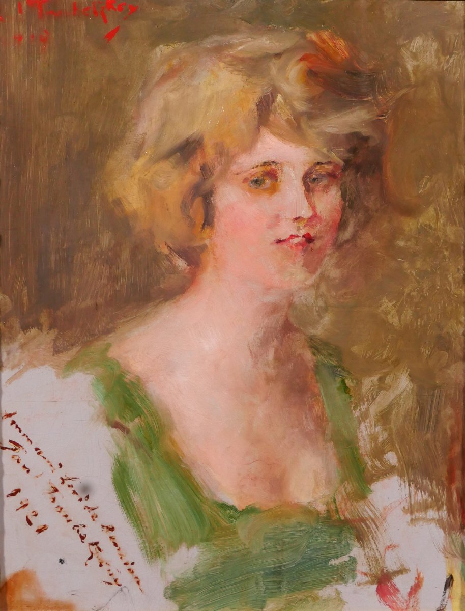 Paul TROUBETZKOY 1866-1938 Portrait de l'actrice Mary Pickford, tableau, 1919 sculpture