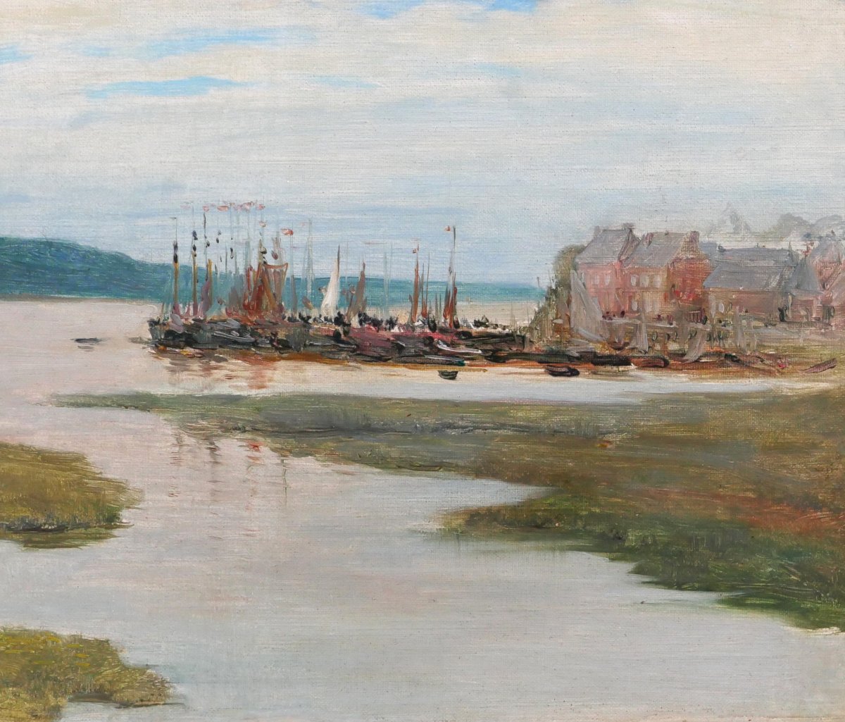 Albert Matignon 1860–1937 Le Crotoy, The Harbor, Painting, Bay Of Somme, Landscape, Impressionism-photo-4