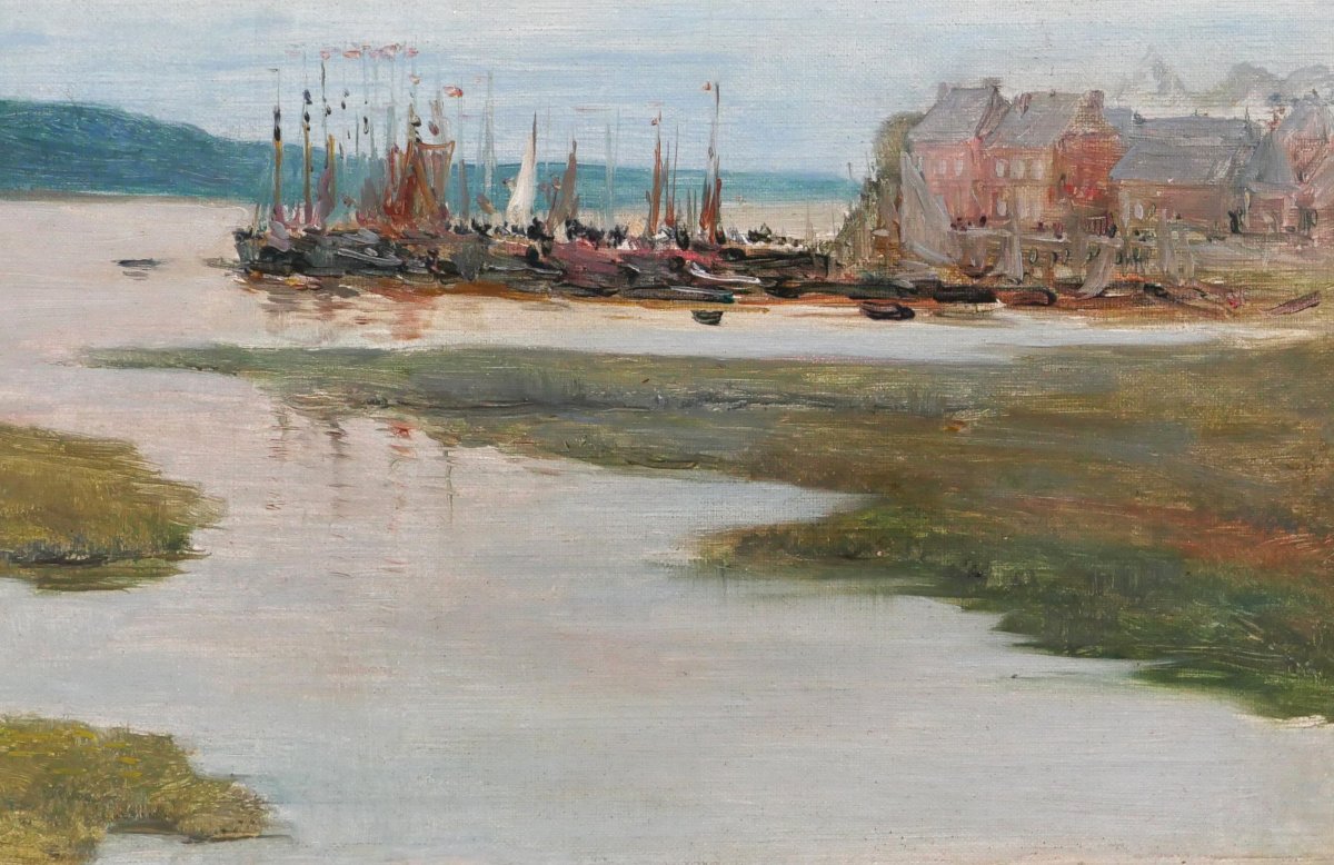 Albert Matignon 1860–1937 Le Crotoy, The Harbor, Painting, Bay Of Somme, Landscape, Impressionism-photo-3