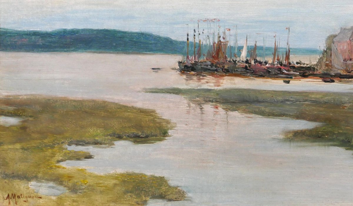 Albert Matignon 1860–1937 Le Crotoy, The Harbor, Painting, Bay Of Somme, Landscape, Impressionism-photo-4