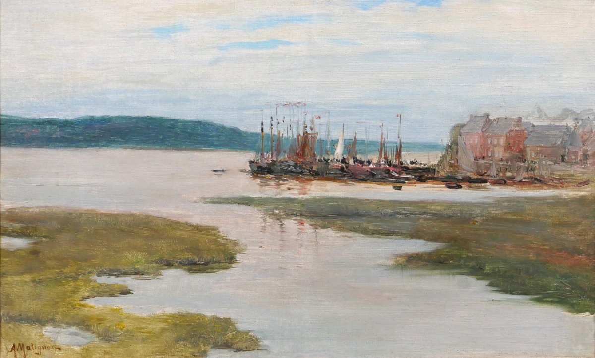 Albert Matignon 1860–1937 Le Crotoy, The Harbor, Painting, Bay Of Somme, Landscape, Impressionism