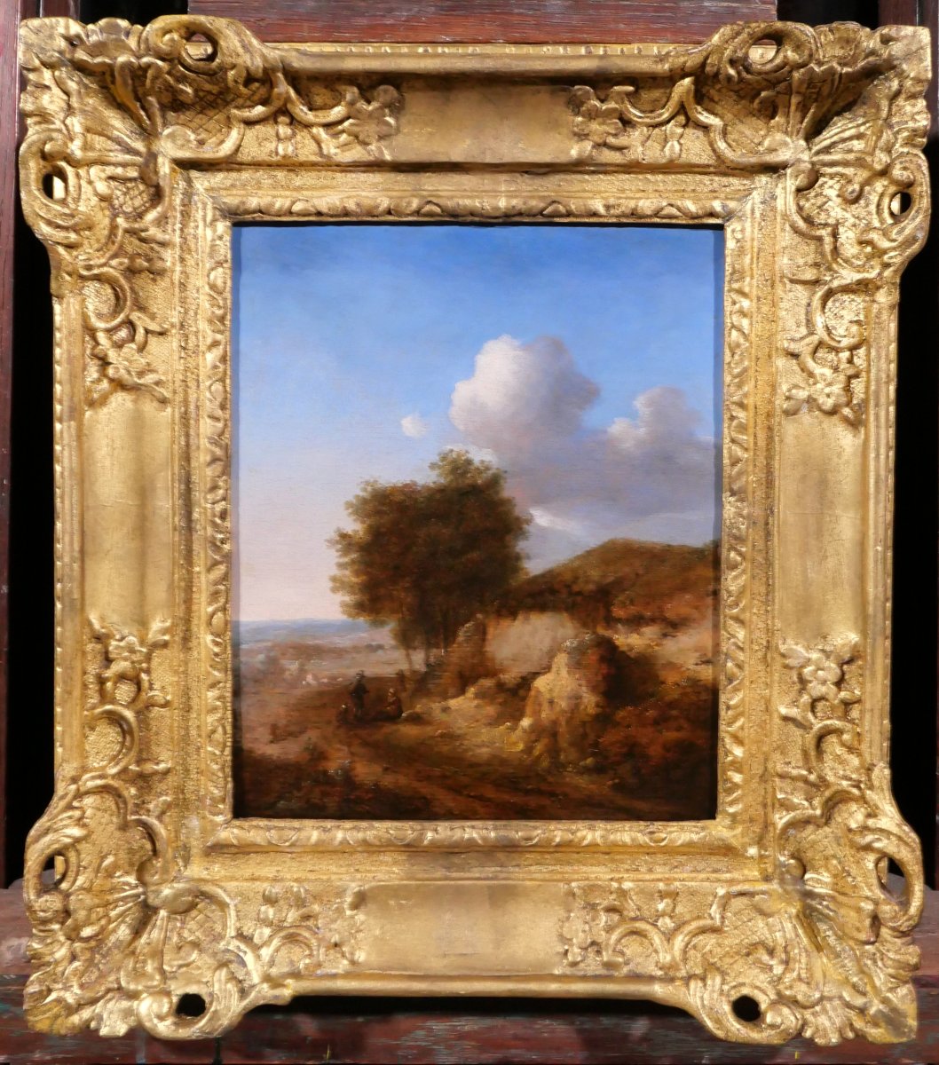 Jan Wijnants 1632–1684 Landscape With Walkers, Old Golden Age Dutch Painting-photo-2