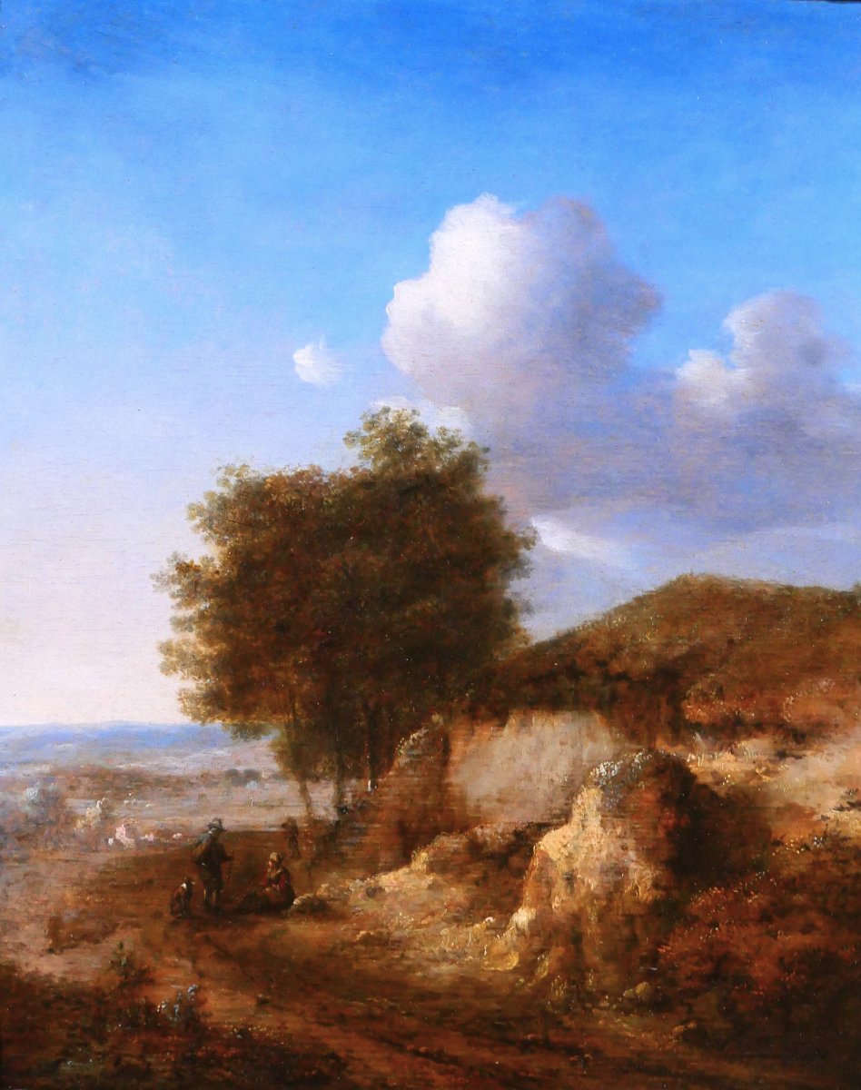 Jan Wijnants 1632–1684 Landscape With Walkers, Old Golden Age Dutch Painting