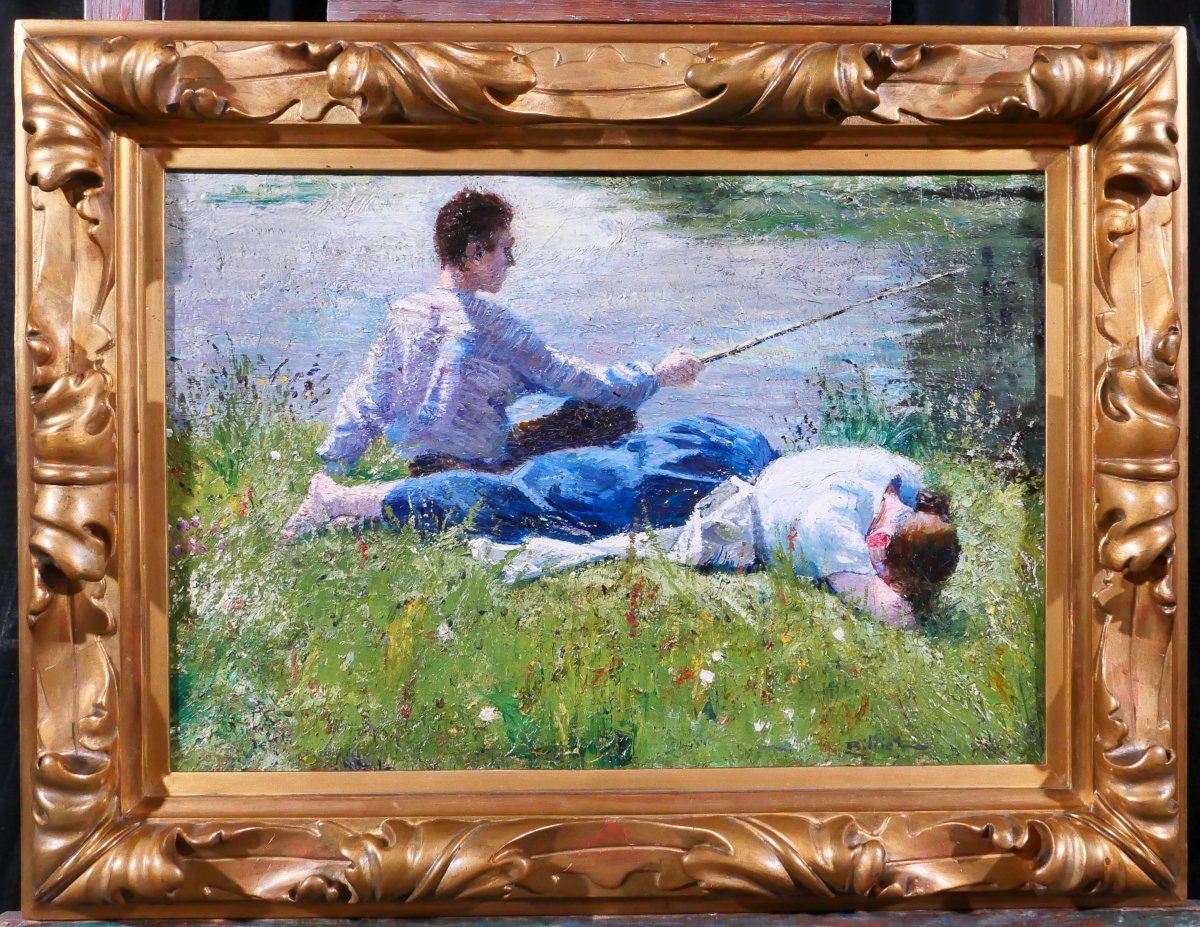 Léon Billiet 1867–1948 A Nap By The Water's Edge, Painting, C. 1890–1900, Impressionism-photo-2