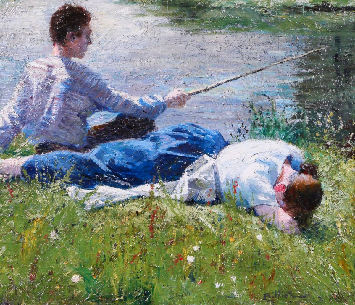 Léon Billiet 1867–1948 A Nap By The Water's Edge, Painting, C. 1890–1900, Impressionism-photo-4