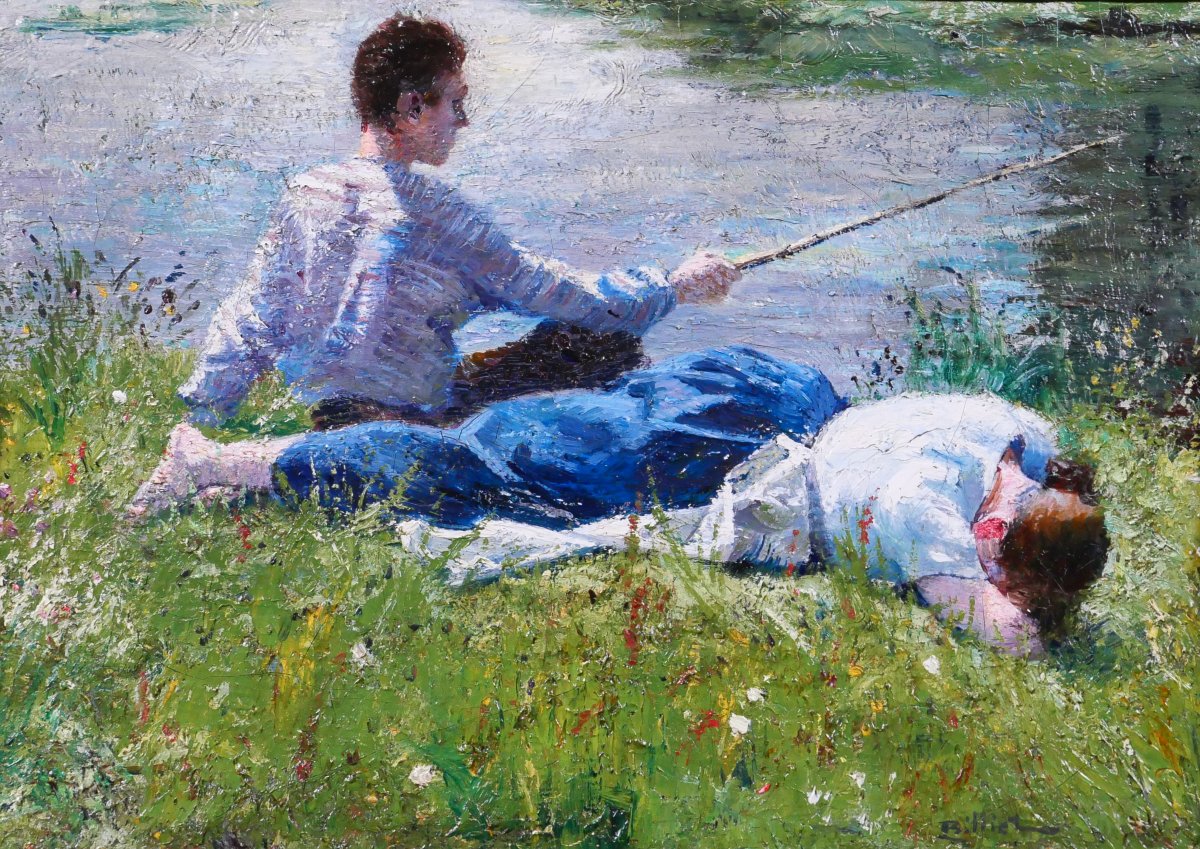 Léon Billiet 1867–1948 A Nap By The Water's Edge, Painting, C. 1890–1900, Impressionism