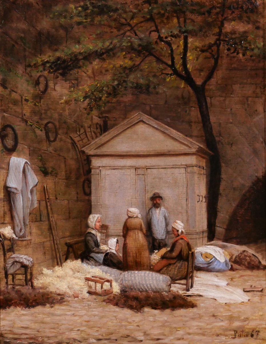 Cherubino Pata 1827–1899 Upholsterers On The Quays Of Paris, Painting, 1867 Courbet