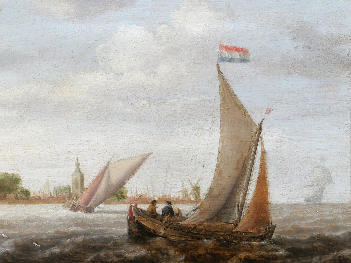 Bonaventura Peeters 1614–1652 Netherlands, Landscape With Boats, Seascape-photo-3