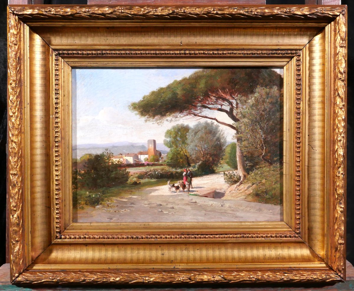 Alfred DUMONT 1828-1894 Var, Saint-Raphaël, paysage au pin, tableau vers 1860-70-photo-2