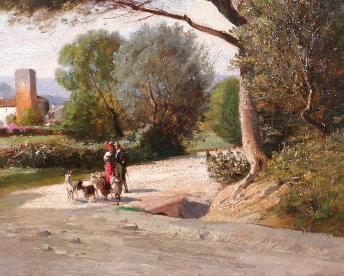 Alfred DUMONT 1828-1894 Var, Saint-Raphaël, paysage au pin, tableau vers 1860-70-photo-3