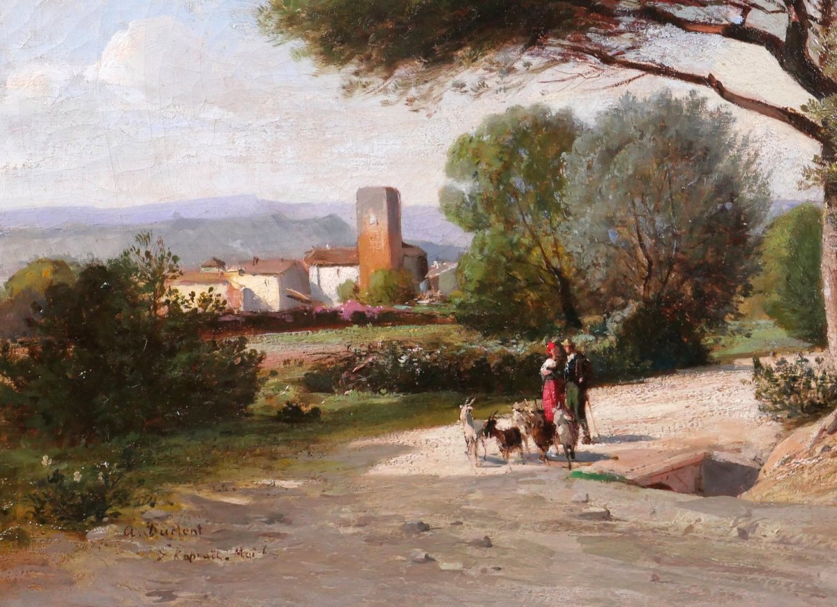 Alfred DUMONT 1828-1894 Var, Saint-Raphaël, paysage au pin, tableau vers 1860-70-photo-4