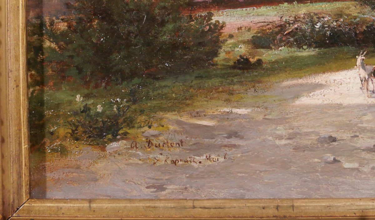 Alfred DUMONT 1828-1894 Var, Saint-Raphaël, paysage au pin, tableau vers 1860-70-photo-5