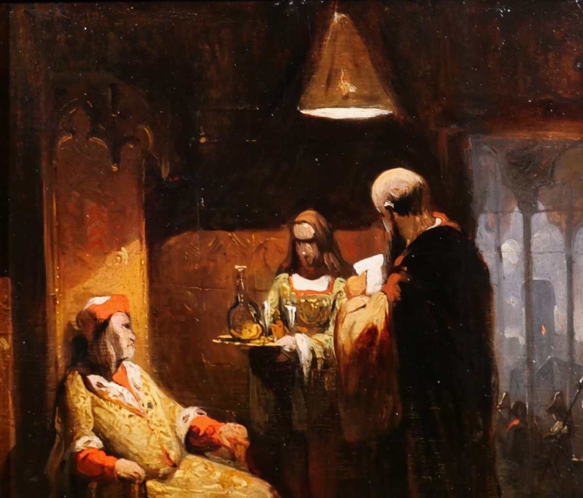 Henri Leys 1815–1869 Troubadour Scene, Painting Ca. 1850, Romanticism, Belgium, History-photo-3