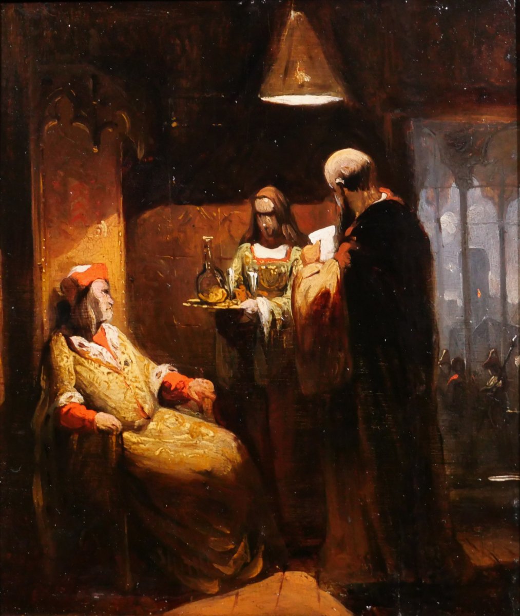 Henri Leys 1815–1869 Troubadour Scene, Painting Ca. 1850, Romanticism, Belgium, History