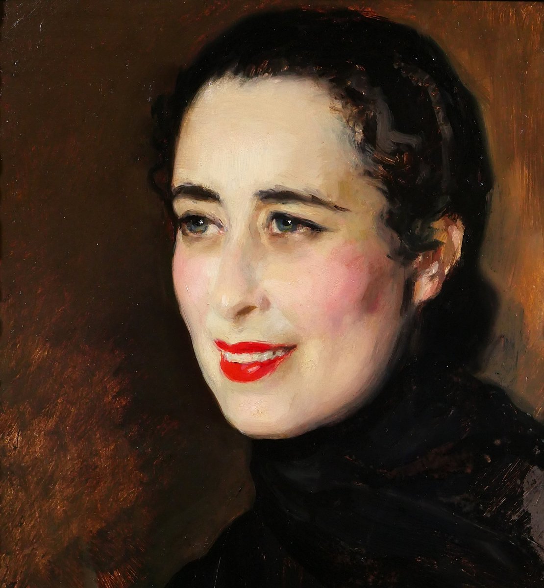 José Cruz Herrera 1890-1972 Portrait de Mme Oribida Nahon, tableau 1936 femme Maroc-photo-3