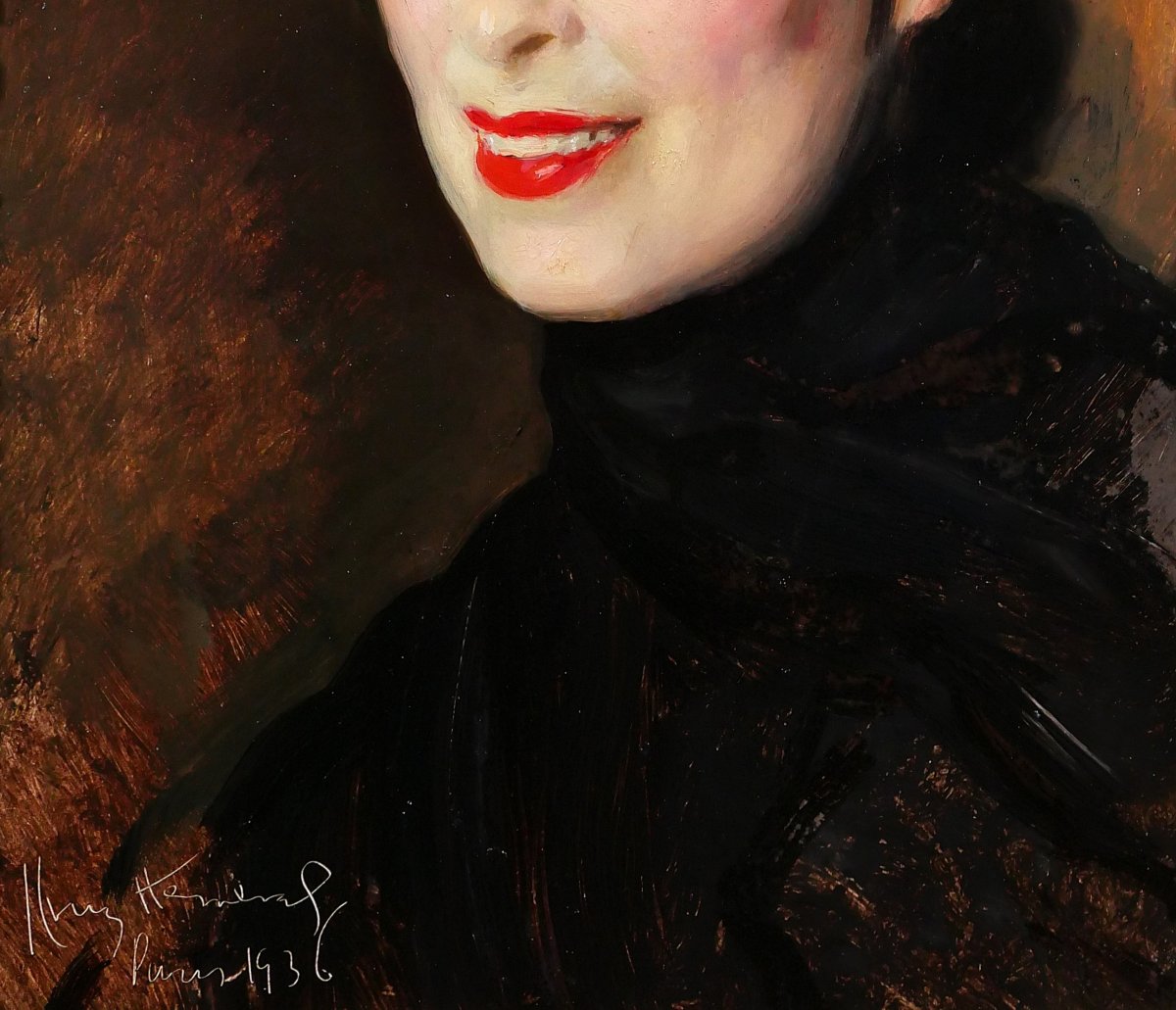 José Cruz Herrera 1890-1972 Portrait de Mme Oribida Nahon, tableau 1936 femme Maroc-photo-4