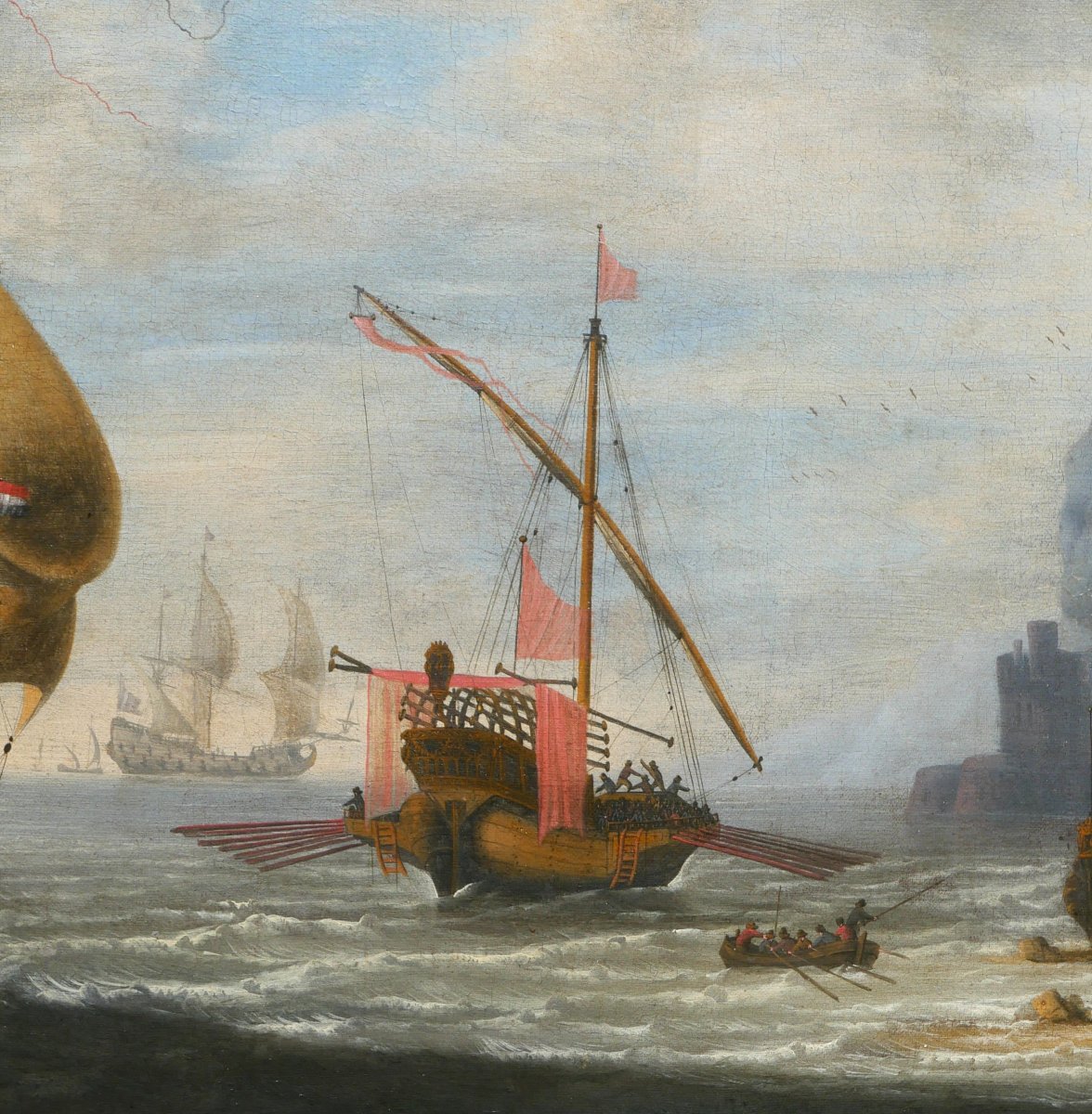 Jan Jacobsz Van Der Croos 1654/55–1712 Ships At Sea, Large Painting, Seascape, Netherlands, Gibraltar-photo-4