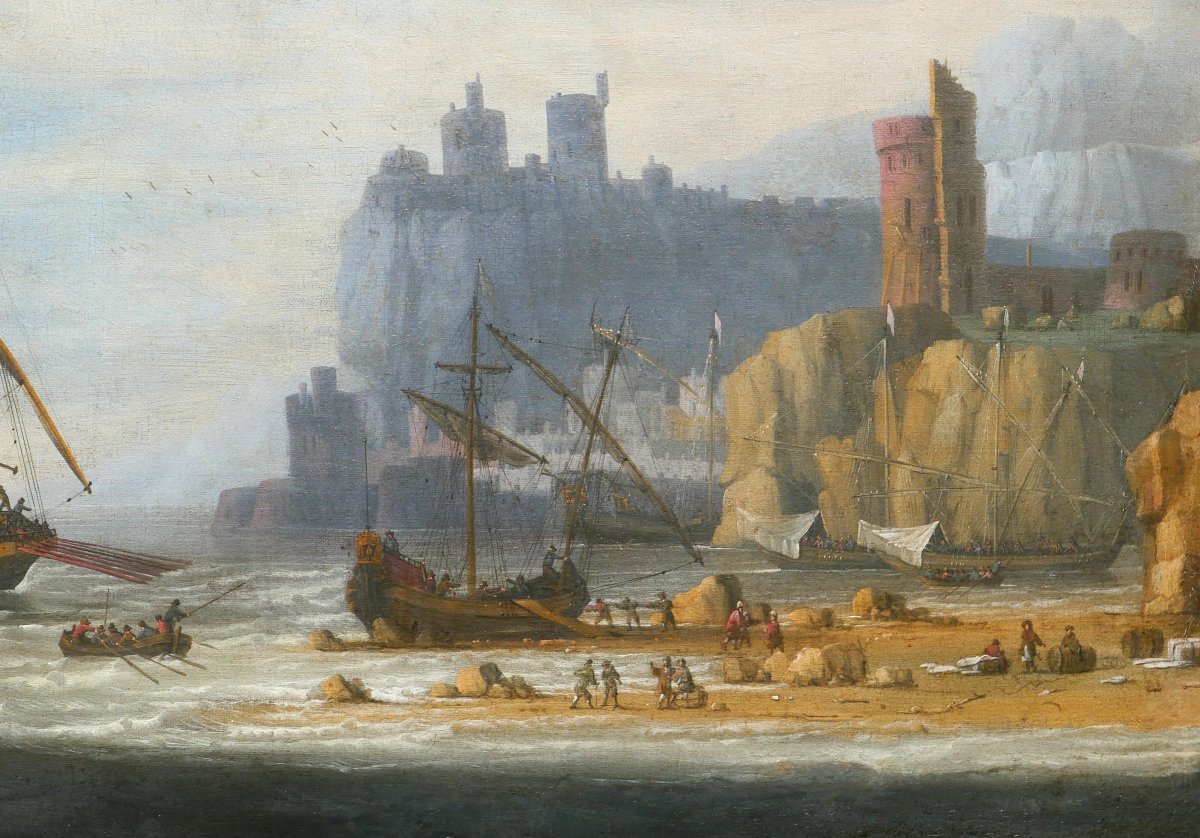 Jan Jacobsz Van Der Croos 1654/55–1712 Ships At Sea, Large Painting, Seascape, Netherlands, Gibraltar-photo-5