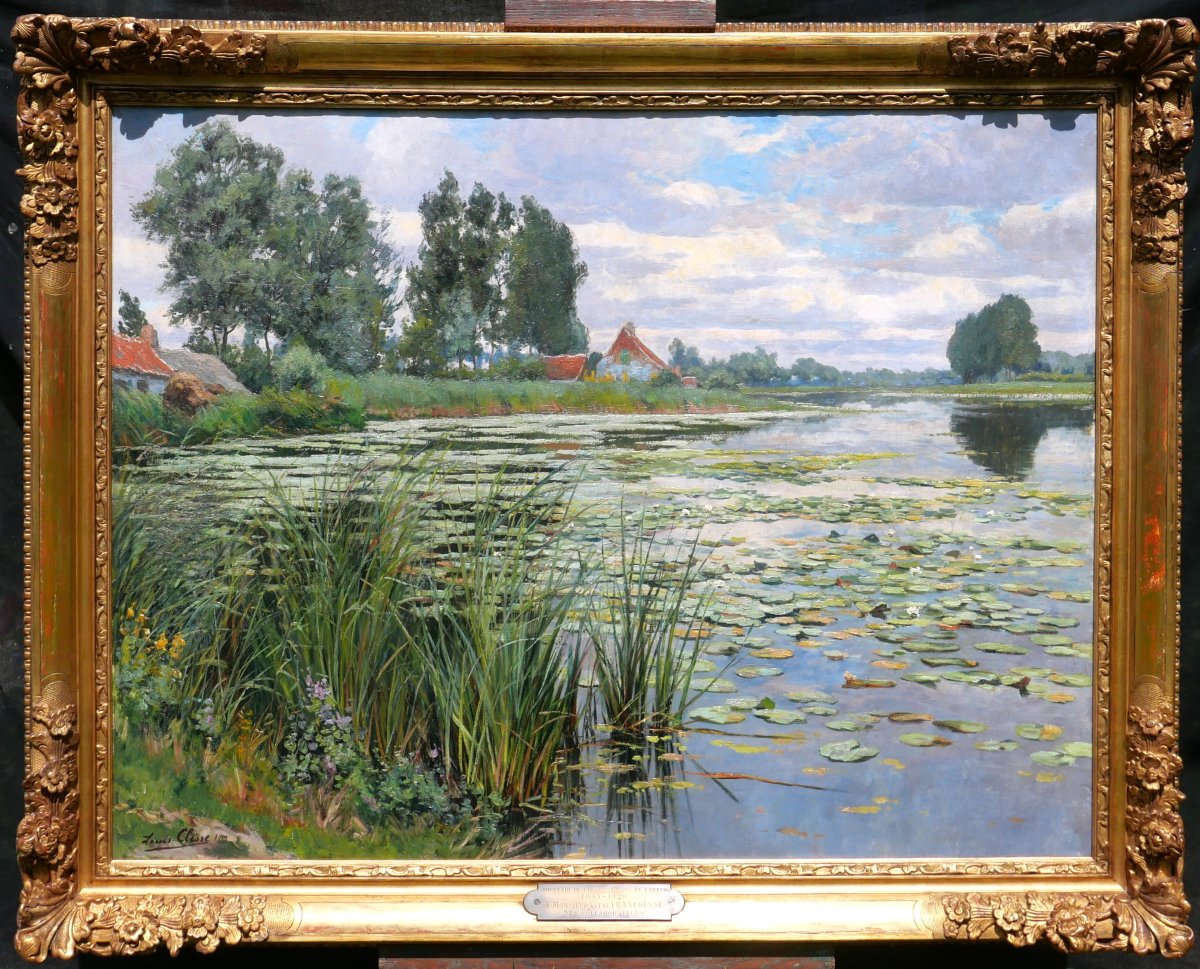 Louis Clesse 1889–1961 The Lake, Water Lilies, Large Painting, 1919, Landscape, Impressionism-photo-2