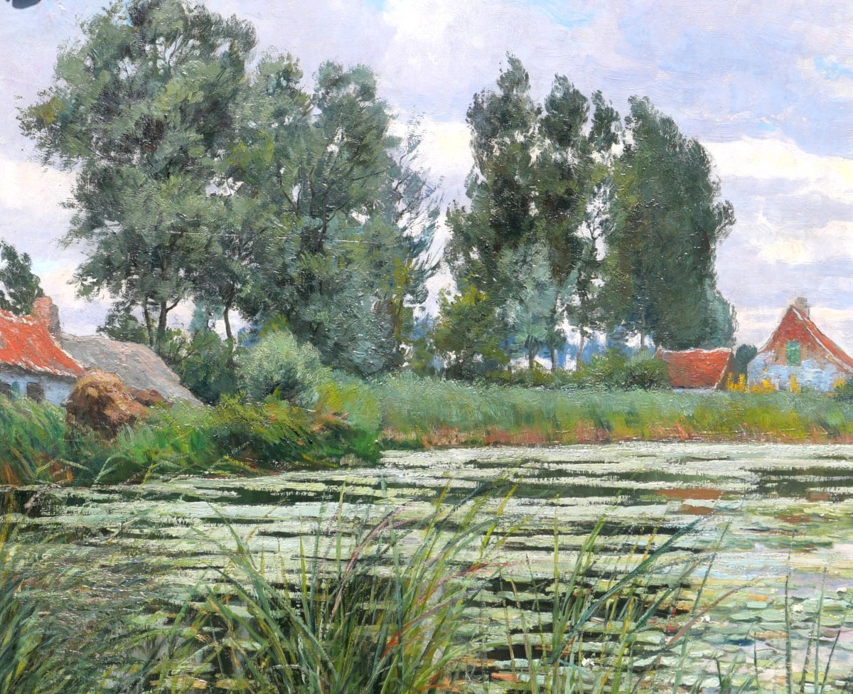 Louis Clesse 1889–1961 The Lake, Water Lilies, Large Painting, 1919, Landscape, Impressionism-photo-1