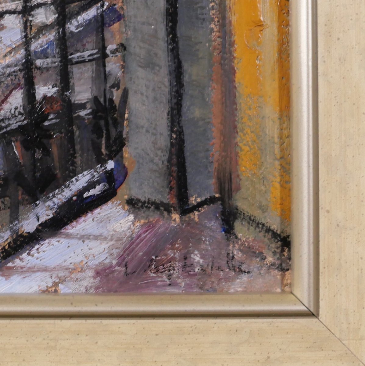 Lucienne CAPDEVIELLE 1885-1961 Paris depuis la fenêtre, tableau, vers 1930 paysage Art Déco-photo-5