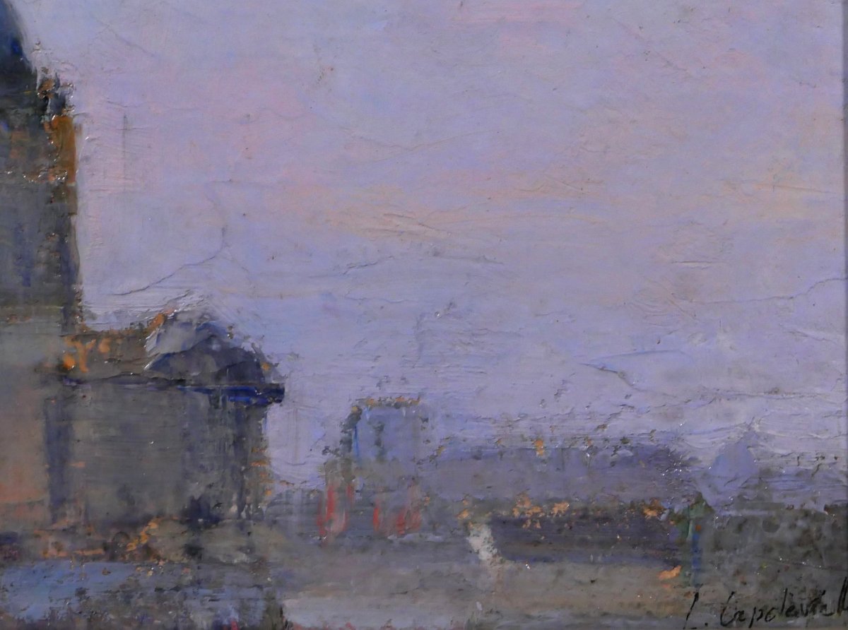 Lucienne Capdevielle 1885–1961 Paris, The Panthéon, Painting, Ca. 1930, Art Deco Landscape-photo-3