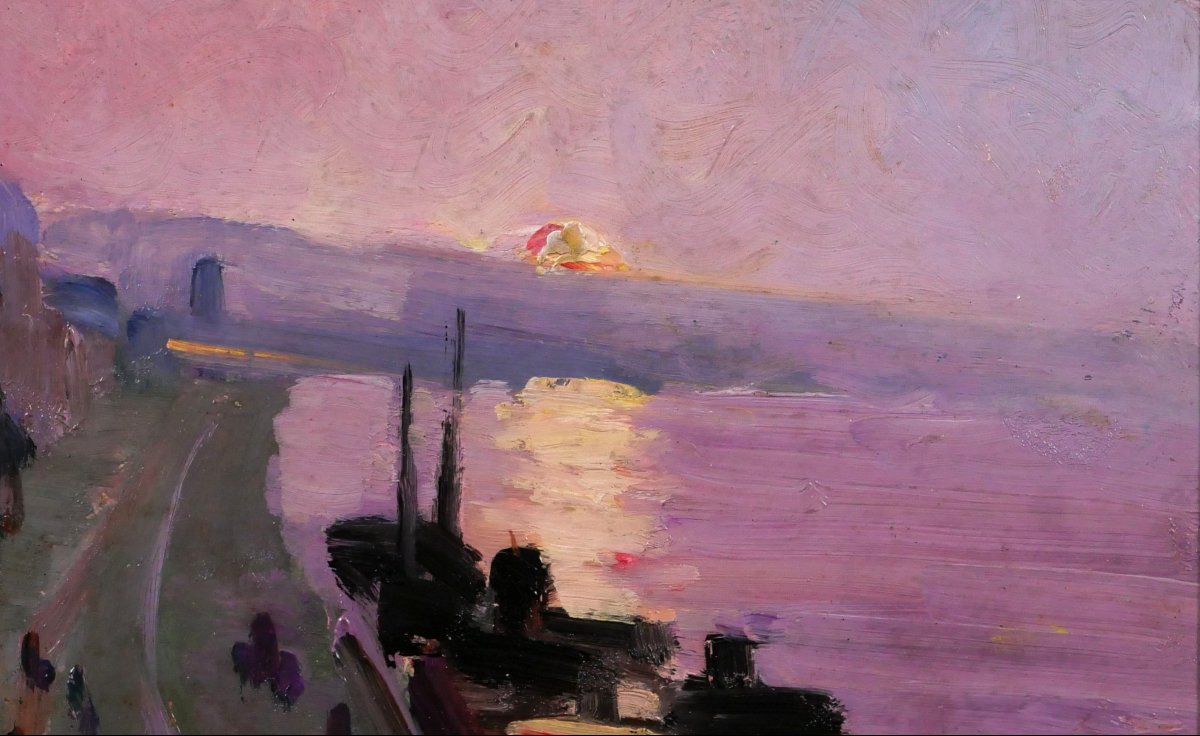Lucienne Capdevielle 1885–1961 Paris, The Quays, Painting, Circa 1930, Art Deco Landscape-photo-2