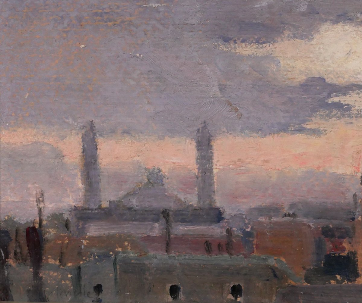 Lucienne CAPDEVIELLE 1885-1961 Paris, le Palais du Trocadéro, tableau, v. 1930 paysage Art Déco-photo-3