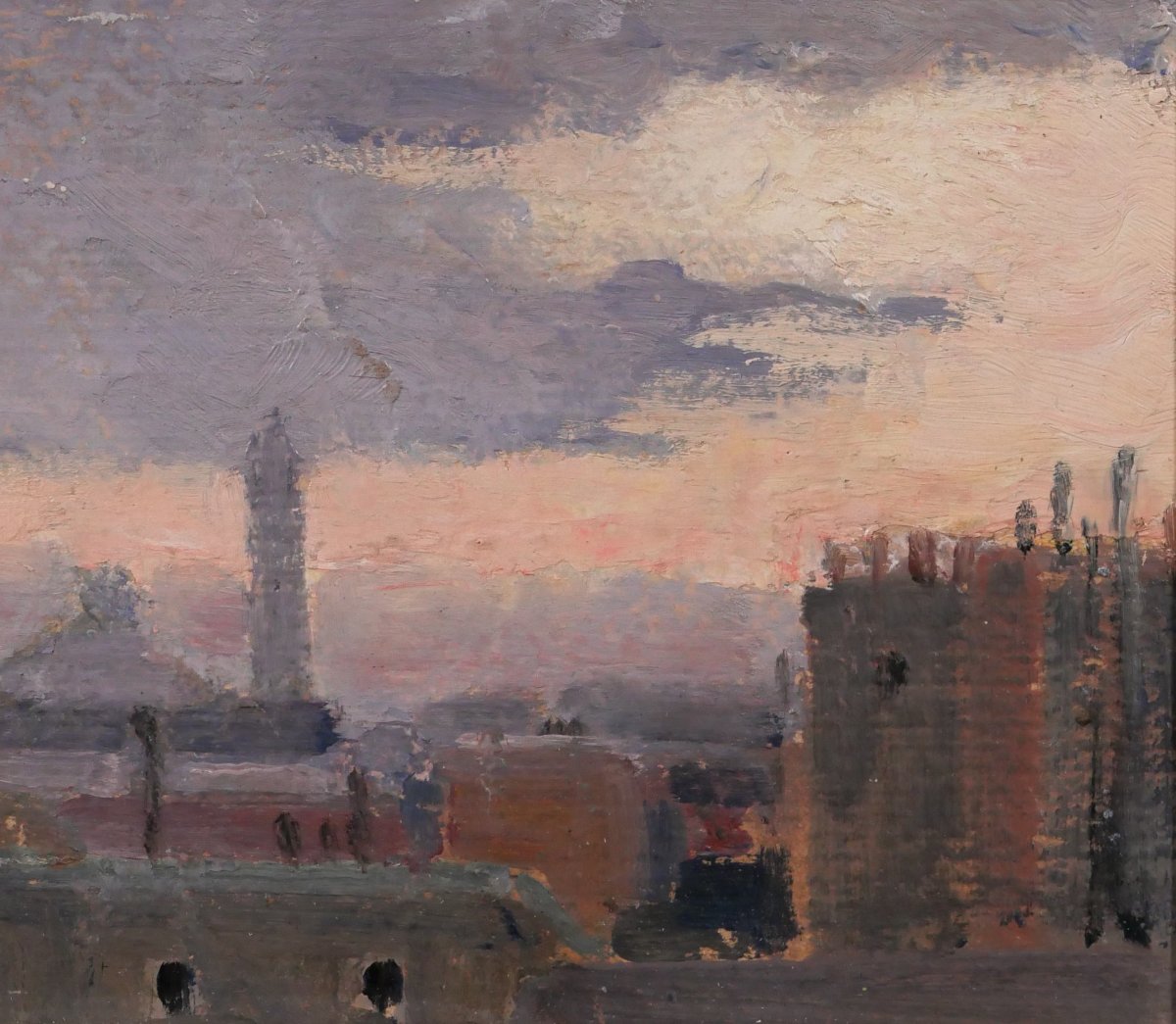 Lucienne CAPDEVIELLE 1885-1961 Paris, le Palais du Trocadéro, tableau, v. 1930 paysage Art Déco-photo-4
