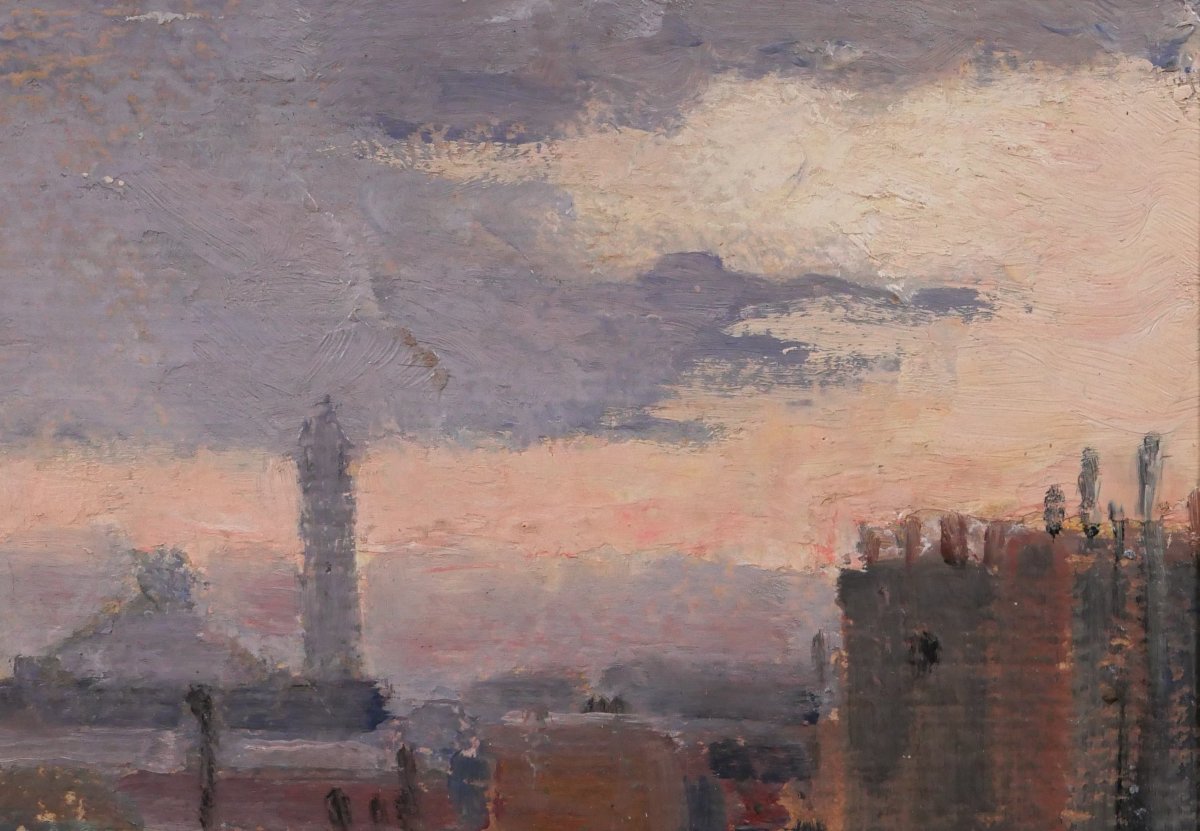 Lucienne CAPDEVIELLE 1885-1961 Paris, le Palais du Trocadéro, tableau, v. 1930 paysage Art Déco-photo-2