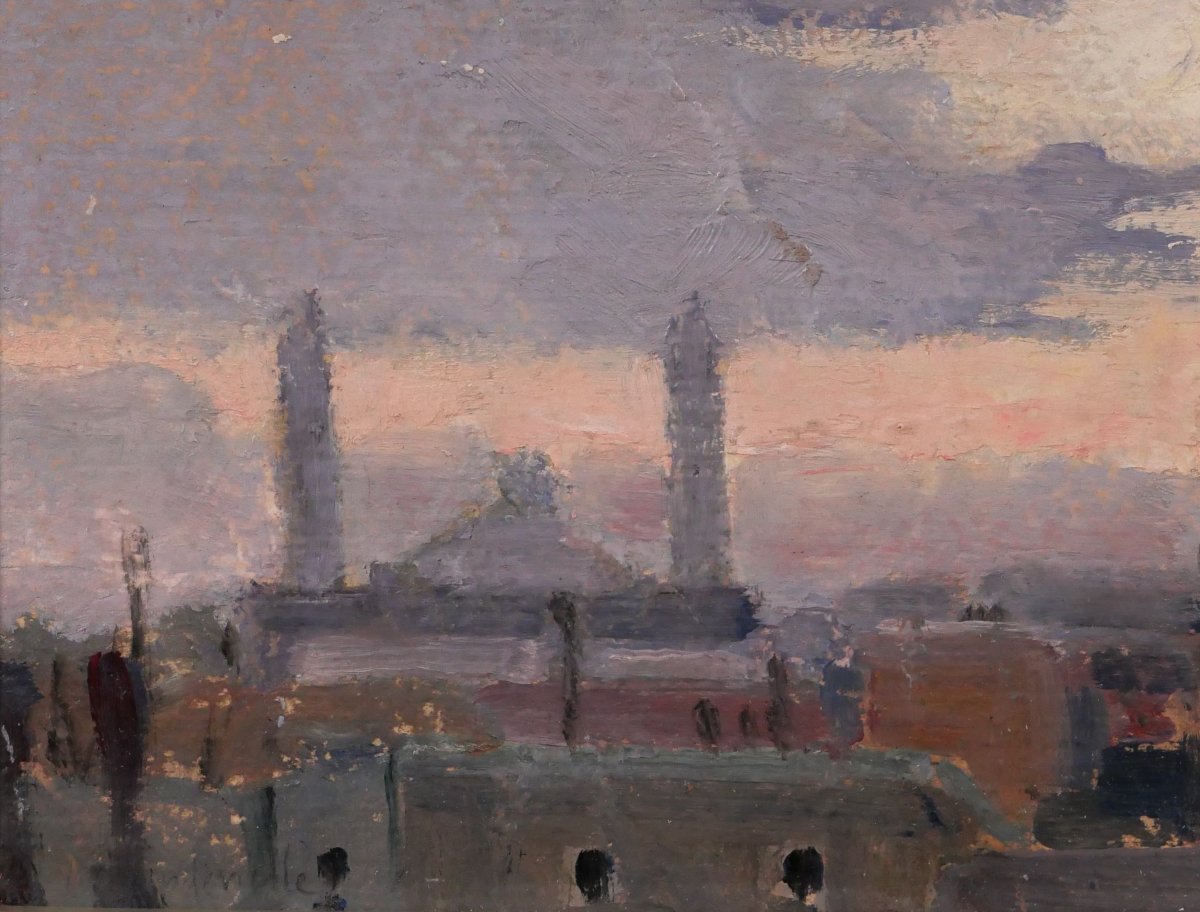 Lucienne CAPDEVIELLE 1885-1961 Paris, le Palais du Trocadéro, tableau, v. 1930 paysage Art Déco-photo-4