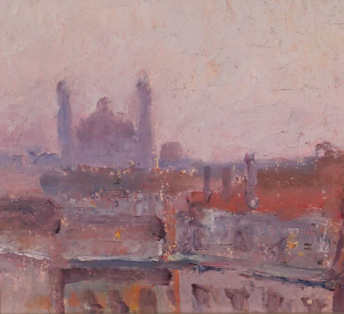 Lucienne Capdevielle 1885–1961 Paris, The Trocadéro Palace , Painting, 1930, Art Deco Landscape-photo-3