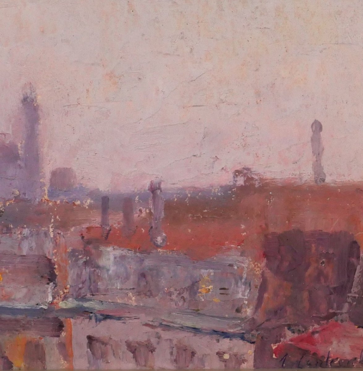 Lucienne Capdevielle 1885–1961 Paris, The Trocadéro Palace , Painting, 1930, Art Deco Landscape-photo-4