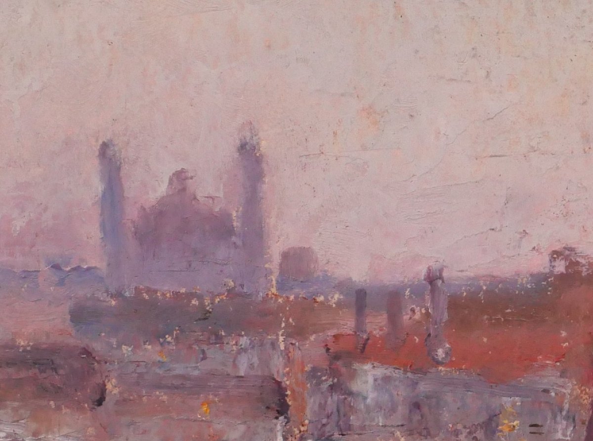 Lucienne Capdevielle 1885–1961 Paris, The Trocadéro Palace , Painting, 1930, Art Deco Landscape-photo-1
