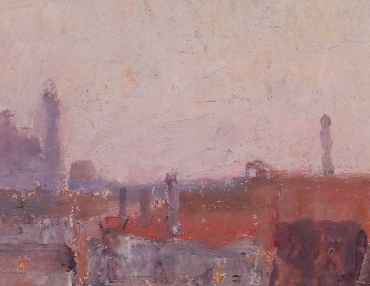 Lucienne Capdevielle 1885–1961 Paris, The Trocadéro Palace , Painting, 1930, Art Deco Landscape-photo-2