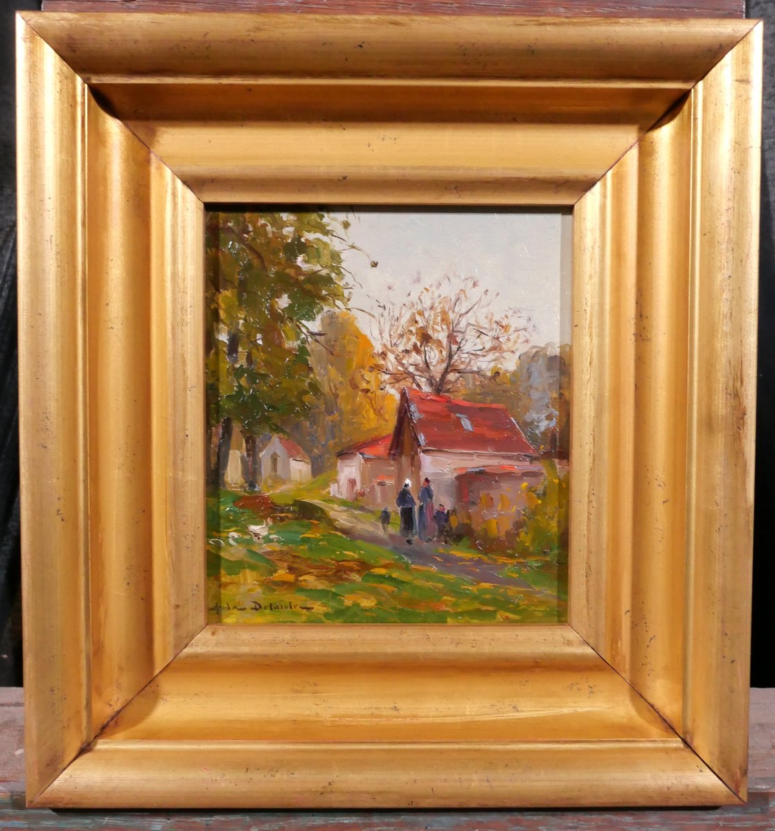 André Delaistre 1865–1931 Lively Landscape, Impressionist Painting-photo-2