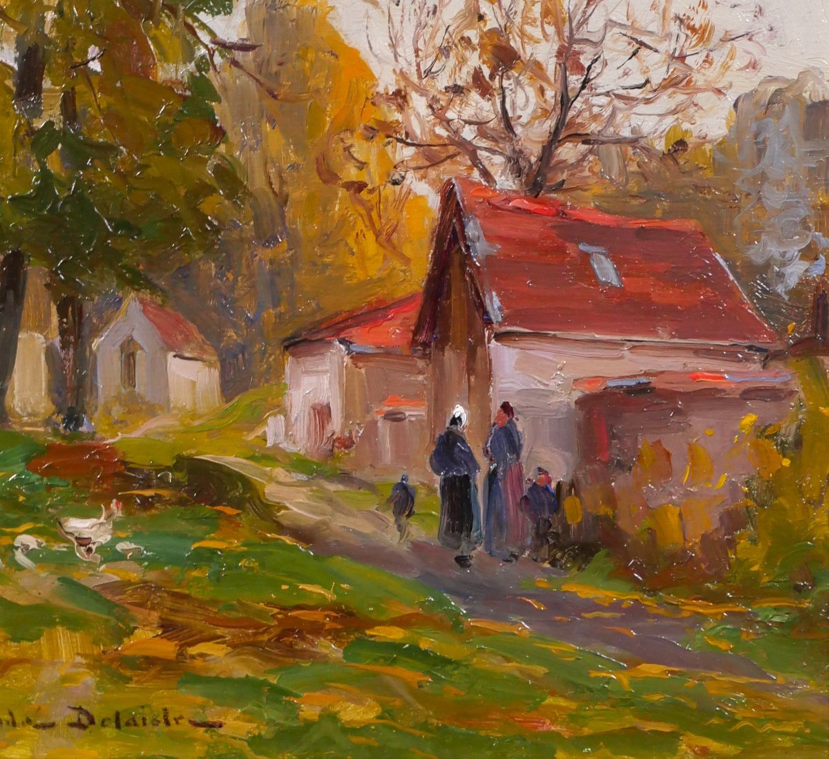 André Delaistre 1865–1931 Lively Landscape, Impressionist Painting-photo-4